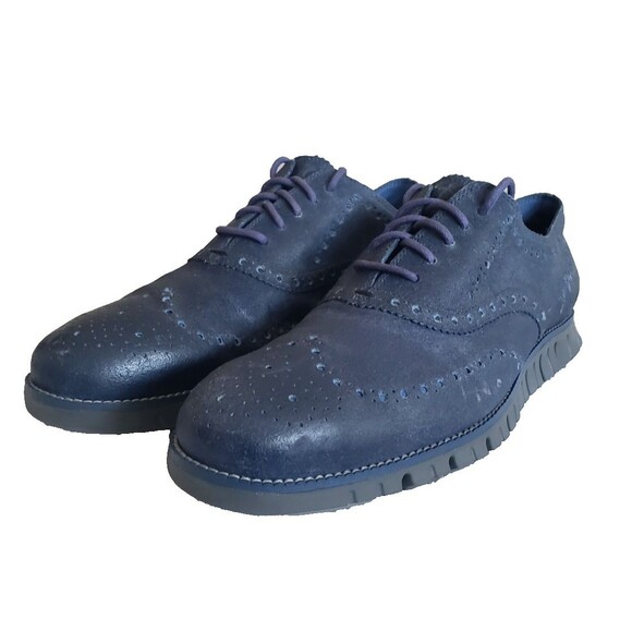 Cole Haan Other - Cole Haan Zerogrand Wing Ox Blue Leather Wingtip Brogue Oxford Shoes Men's 11.5M